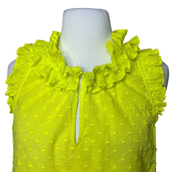 J.Crew Yellow Ruffle Neck Tank Blouse Dots Size Small - Picture 4 of 6